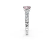 Solitaire Engagement Ring Setting for Fancy Pink Princess Cut Center with Pave Cathedral Shoulders and Prong Head in Platinum