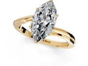Solitaire Engagement Ring Setting for Marquise Center with Plain Bypass Twist Band and Prong Head in Yellow Gold