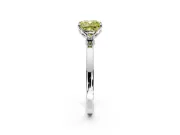 Solitaire Engagement Ring Setting for Fancy Yellow Cushion Cut Center with Thin Rounded Plain Band and Prong Head in White Gold