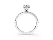 Open Basket Engagement Ring Setting for Oval Center with Pave Band and Prong Head in Sterling Silver