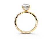 Hidden Halo Engagement Ring Setting for Princess Cut Center with Thin Round-Wire Band and Prong Head in Yellow Gold