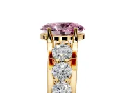 Solitaire Engagement Ring Setting for Fancy Pink Oval Center with Graduated Shared Prongs and Prong Head in Yellow Gold
