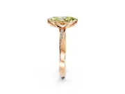 Side Accent Engagement Ring Setting for Fancy Yellow Marquise Center with Accent Shoulders and Prong Head in Rose Gold