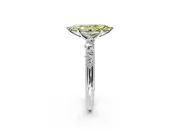 Cluster Engagement Ring Setting for Fancy Yellow Marquise Center with Round Cut Accent Band and Prong Head in Platinum