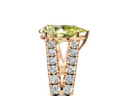 Solitaire Engagement Ring Setting for Fancy Yellow Pear-Shaped Center with Pave Split Shank and Prong Head in Rose Gold