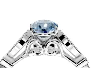 Solitaire Engagement Ring Setting for Fancy Blue Pear-Shaped Center with Marquise and Bezel Accents and Prong Head in Platinum