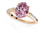 Solitaire Engagement Ring Setting for Fancy Pink Oval Center with Channel Accents and Prong Head in Rose Gold