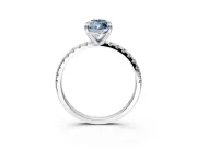 Solitaire Engagement Ring Setting for Fancy Blue Marquise Center with Fine Pave Narrow Band and Prong Head in Platinum