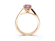 Solitaire Engagement Ring Setting for Fancy Pink Cushion Cut Center with Tapered Split Shoulders and Prong Head in Rose Gold
