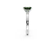 Solitaire Engagement Ring Setting for Fancy Green Emerald Cut Center with Beaded Shoulders and Prong Head in Platinum