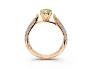 Solitaire Engagement Ring Setting for Fancy Yellow Pear-Shaped Center with Multi-Row Accents and Prong Head in Rose Gold