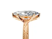 Solitaire Engagement Ring Setting for Marquise Center with Engraved Milgrain Band and Prong Head in Rose Gold