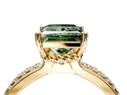Solitaire Engagement Ring Setting for Fancy Green Princess Cut Center with Raised Channel Band and Prong Head in Yellow Gold