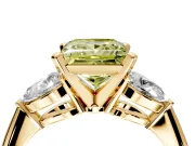 3 Stone Engagement Ring Setting for Fancy Yellow Princess Cut Center with Large Pear-Shaped Accents and Prong Head in Yellow Gold