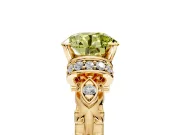 Solitaire Engagement Ring Setting for Fancy Yellow Round Cut Center with Filigree Band and Prong Head in Yellow Gold