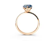 Solitaire Engagement Ring Setting for Fancy Blue Heart-Shaped Center with Pave Accents and Prong Head in Rose Gold