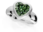 Solitaire Engagement Ring Setting for Fancy Green Heart-Shaped Center with Wide Band and Bezel Head in Sterling Silver