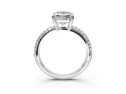 Solitaire Engagement Ring Setting for Princess Cut Center with Multi-Row Pave Accents and Basket Head in White Gold