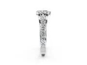 Solitaire Engagement Ring Setting for Pear-Shaped Center with Graduated Shared Prongs and Prong Head in Sterling Silver