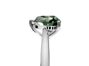 Solitaire Engagement Ring Setting for Fancy Green Heart-Shaped Center with Narrow Cathedral Band and Prong Head in White Gold