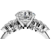 Cluster Engagement Ring Setting for Round Cut Center with 2-Row Shoulder Clusters and Prong Head in Sterling Silver