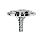 Halo Engagement Ring Setting for Marquise Center with Milgrain Frame, Pave Band and Prong Head in Platinum