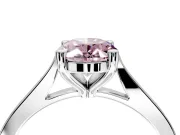 Solitaire Engagement Ring Setting for Fancy Pink Oval Center with Tapered Shoulders and Prong Head in Sterling Silver
