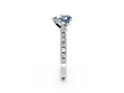 Solitaire Engagement Ring Setting for Fancy Blue Heart-Shaped Center with Single Row Accent Band and Prong Head in White Gold