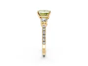 3 Stone Engagement Ring Setting for Fancy Yellow Princess Cut Center with Round Cut Side Accents and Prong Head in Yellow Gold