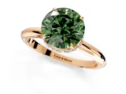 Hidden Halo Engagement Ring Setting for Fancy Green Round Cut Center with Plain Rounded Band and Prong Head in Rose Gold
