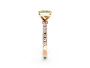 Open Basket Engagement Ring Setting for Fancy Yellow Radiant Cut Center with Pave Band and Prong Head in Rose Gold
