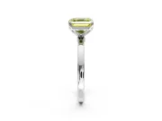 Solitaire Engagement Ring Setting for Fancy Yellow Asscher Cut Center with Thin Rounded Plain Band and Prong Head in White Gold