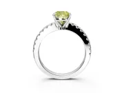 Solitaire Engagement Ring Setting for Fancy Yellow Cushion Cut Center with Single Row Accent Band and Prong Head in Platinum