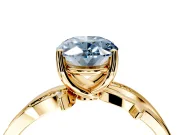 Solitaire Engagement Ring Setting for Fancy Blue Oval Center with Pave and Plain Crossover Band and Prong Head in Yellow Gold