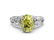 Solitaire Engagement Ring Setting for Fancy Yellow Oval Center with Filigree Accent Basket and Prong Head in Platinum