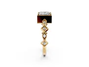 Milgrain Bezel Engagement Ring Setting for Princess Cut Center with Marquise Stations and Bezel Head in Yellow Gold