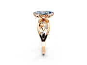 Solitaire Engagement Ring Setting for Fancy Blue Marquise Center with Criss-Cross Accent Band and Prong Head in Rose Gold