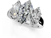 3 Stone Engagement Ring Setting for Marquise Center with Raised Basket Heads and Prong Head in Sterling Silver