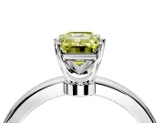 Solitaire Engagement Ring Setting for Fancy Yellow Emerald Cut Center with Plain Band and Tulip Prong Head in Sterling Silver