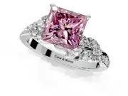 Solitaire Engagement Ring Setting for Fancy Pink Princess Cut Center with Marquise Accent Twist Band and Prong Head in Platinum