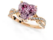 Solitaire Engagement Ring Setting for Fancy Pink Heart-Shaped Center with Narrow Twist Pave Band and Prong Head in Rose Gold