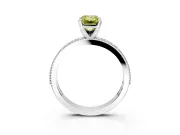 Milgrain Pave Engagement Ring Setting for Fancy Yellow Emerald Cut Center with Accent Band and Prong Head in Sterling Silver