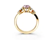 Floral Engagement Ring Setting for Fancy Pink Oval Center with Marquise Cluster Shoulders and Prong Head in Yellow Gold