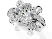 Solitaire Engagement Ring Setting for Oval Center with Twisted Band and Scroll Prong Head in Platinum