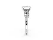 Cluster Engagement Ring Setting for Asscher Cut Center with 2-Row Shoulder Clusters and Prong Head in Sterling Silver
