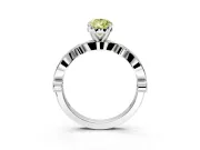 Solitaire Engagement Ring Setting for Fancy Yellow Pear-Shaped Center with Milgrain Bezel Accents and Prong Head in Sterling Silver