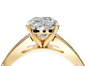 Solitaire Engagement Ring Setting for Cushion Cut Center with Princess Cut Channel Band and Prong Head in Yellow Gold