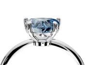 Minimalist Solitaire Engagement Ring Setting for Fancy Blue Heart-Shaped Center with Thin Band and Prong Head in Sterling Silver