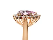 Starburst Halo Engagement Ring Setting for Fancy Pink Pear-Shaped Center with Thin Round-Wire Band and Prong Head in Rose Gold