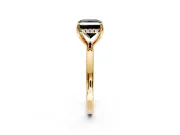 Solitaire Engagement Ring Setting for Fancy Black Princess Cut Center with Fine Wire Band and Prong Head in Yellow Gold